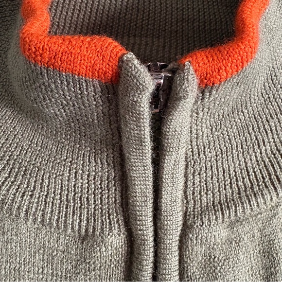 Neve Designs Green & Orange Zip Up Wool Cardigan size Large - Picture 3 of 7